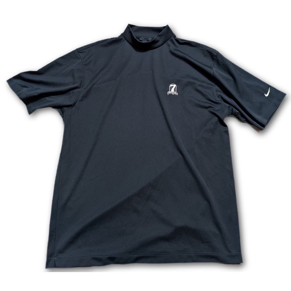 Nike Golf Mens Polo Dri-FIT Navy Blue L Pinehurst Mandarin Band Collar Regular